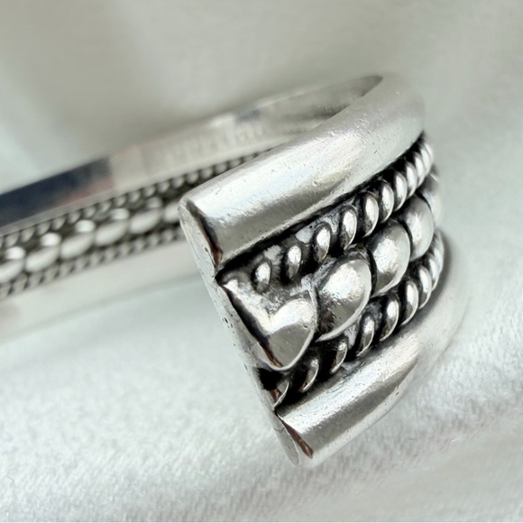 Navajo Tahe Sterling Silver Multi-Row Triple Twisted Wire Rope & Cuff Bracelet - Picture 6 of 15